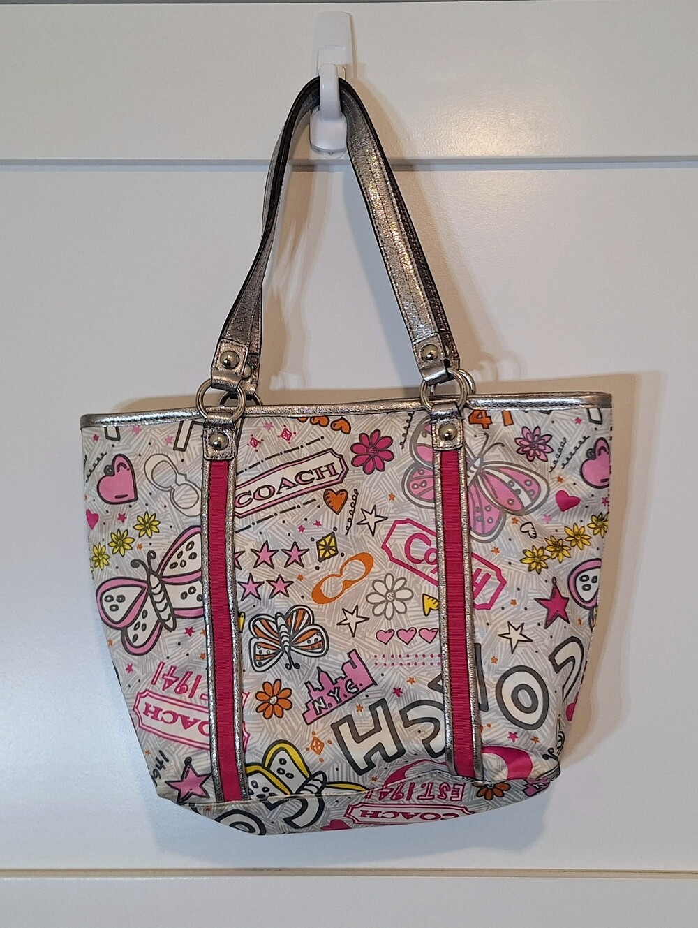 Coach RARE Vintage Poppy Butterfly Graffiti Shoulder Satchel Bag #K1076-F15712 - Picture 5 of 15